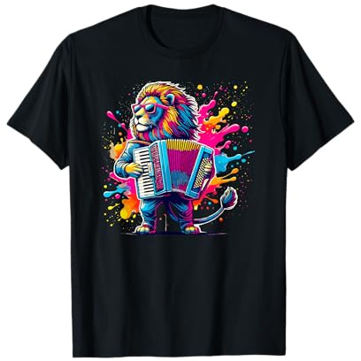 Splash Art Accordéoniste Lion Accordéon Lions T-Shirt