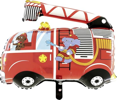 XL Folienballon * FEUERWEHR * als Deko für Kindergeburtstag und Fire Fighter-Party | 72cm | für Luft und Helium | Feuerwehrauto Kinder Geburtstag Ballon Dekoration Folienballons