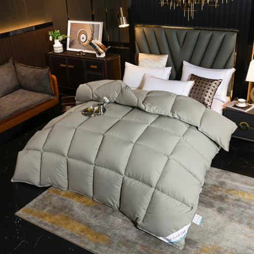 KAISUN Edredón de Plumas y Plumón para Todas Las Estaciones, Edredón Bicolor Cálido y Ligero de Invierno, Manta para Dormir Transpirable(Gray,180x220cm-2kg)