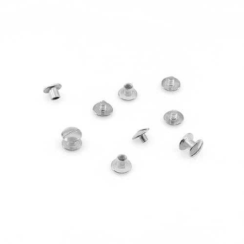 KLEBASTO Buchschrauben | Buchbinderschrauben für Bücher,Speisekarten,Broschüren | Gürtelschrauben | Buchnieten zum Schrauben (vernickelt, 20mm | 100 Stk)