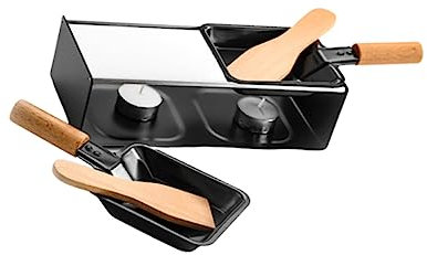 PAMINGONO Mini-grillplatte Mit Holzgriff Und Mini-käseschmelzpfanne Für Käsefondue Oder Picknick Antihaftbeschichtung Hohe Temperaturbeständigkeit Ohne Kerze
