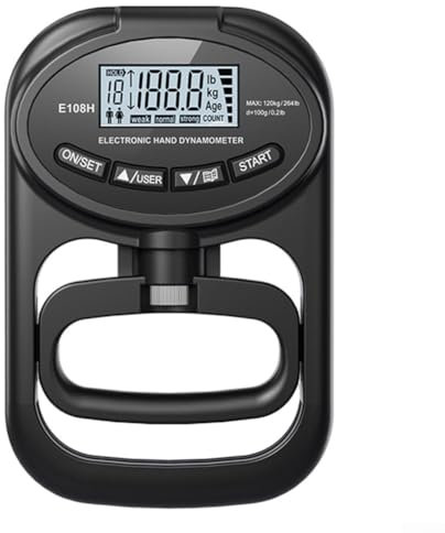Dinamometro portatile ricaricabile elettronico per allenamento della forza della presa, con display LCD, adatto per sport e allenamento a casa (nero)