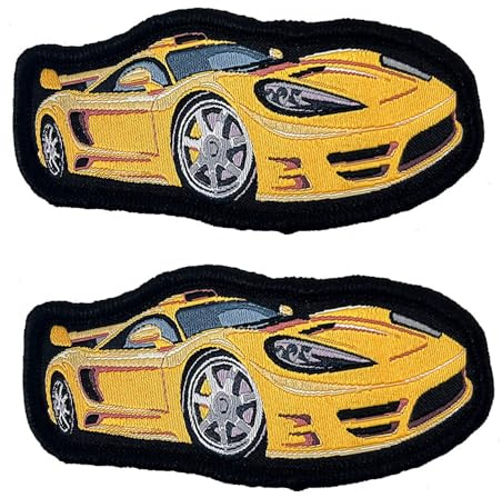 Zcketo 2 Stück Sportwagen Patch zum Hook und Loop,Racing Car Bügelbild Emblem,Auto Motorsport Rennen Aufbügeln Patch, Autojacke Aufnähe Bestickt für Kleidung Jacken Rucksack