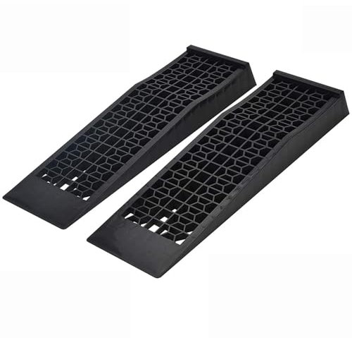 CROWNSHOP 2PCS Car Ramps Plastic Kerb Ramps 3 Ton Heavy Duty RiftRamps for Car Service Home Garage Motorhome Level WheelRamps Black