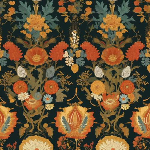 JIAOQSS Papier peint adhésif Retro FlowersColorful Wildflower Forest Papier peint autocollant décollable Papier Peint Feuillage Mural Papier Adhésif pour Meuble Salle de Bain Chambre Salon Cuisine