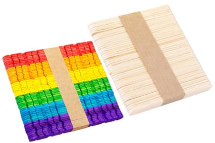TEHAUX Holz Eisstiele Bunt 100 Stück 11,5cm Natürliches Holz Glatt Kinderfreundlich Bastelstäbchen Für Selbstgemacht Eis Am Stiel Und Bastelprojekte
