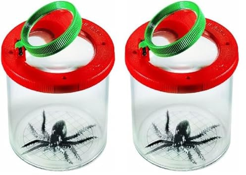 Navir 8020E Becherlupe 75mm mit Doppellupe, Sichtglas für Insekten, Insektenbeobachten, Lupendose für Kinder ab 5 Jahren (Packung mit 2)