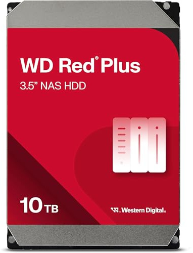 Western Digital WD Red Plus Internal Hard Drive, 10 TB, CMR, 3.5 Inches, SATA 7200 rpm, 512 MB Cache, 3 Year Manufacturer's Warranty, WD100EFGX-AJP Eco Package