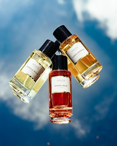 Mirage Paris - 3er Bundle Sandal Musk, Vanilla Wood, Amber Saffron Pheromon Parfüm mit 30% Duftölanteil