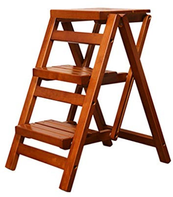 DRFGNF Scaletta Pieghevole, Sgabello di Sicurezza in Legno massello, Scala Creativa per la Cucina di casa, Scala telescopica