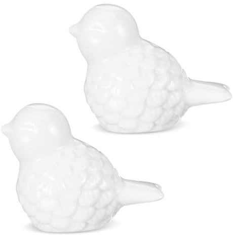 2 PCS Toilet Bolt Cover Cute Ceramic Birds Toilet Bolt Caps Decorative Cute Bird Covers White Small Animal Knob Covers for Bottom of Toilets Easy Installation Set for Bathroom Bowl Base Decor