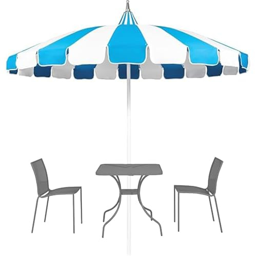 ZYXQQJ Parasol De Jardin Plage 260cm Parasol De Plage Pagode Protection UV Parasol De Patio, Style Bohème Parasol De Marché(Sky Blue)