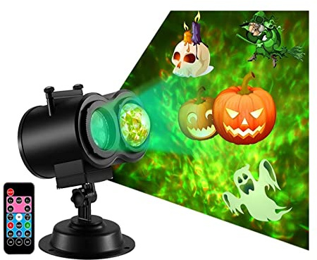Proiettore di Natale a LED, 2 IN 1 Luce da palcoscenico ondulata a onde d'acqua con 12 modelli di diapositive Illuminazione impermeabile for proiettori di paesaggi natalizi for esterni per Esterno Nat
