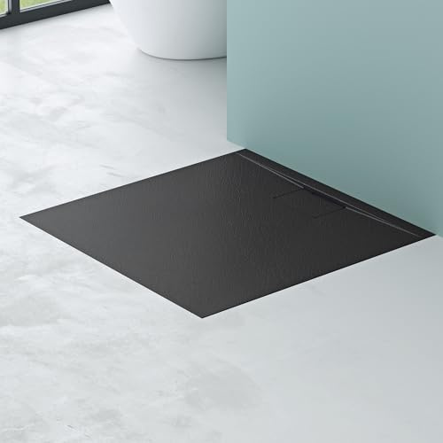 Mai & Mai Duschtasse 90x90x3cm Duschwanne aus Mineralguss | Mineralgusswanne in Anthrazit DIN-Anschlüsse Geoma07