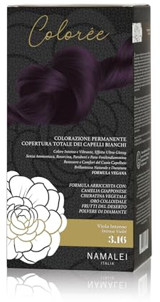 Namalei, Tinta Colorèe 3.16 Viola Intenso, Colore per Capelli, Senza Ammoniaca, Lunga Durata, Idrata e Rinforza, 180 ml