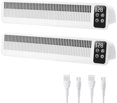 SURAIELEC Heizkörper Ventilator 2er Set, 3 Lüfter, Auto-Modus, 5200mAh | Magnetische Befestigung, USB-C Akku und Temperaturanzeige zur Optimierung der Heizkörperleistung und Raumwärme