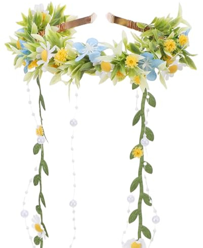 PartyforU Blumenkranz Blumen Haarreif Elfen Kopfschmuck Krone Feen Waldelfe Kostüm Damen Kopfschmuck für Renfaire Ästhetik Cosplay