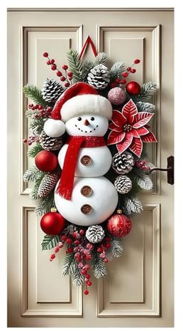 Zegaqae Tür Abdeckung Schneemanns Tür Hängen Banner, 180 x 90 cm Weihnachten Türs Banner Weihnachtsdeko, Für Außenbereich Wand Schlafzimmer Wohnzimmer Terrasse Eingang Baum