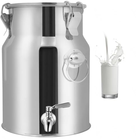 Bidon Inox Avec Robinet,Bidon a Lait Ancien Pour Huile Et Aliments Pour Stockage,Capacity-22L