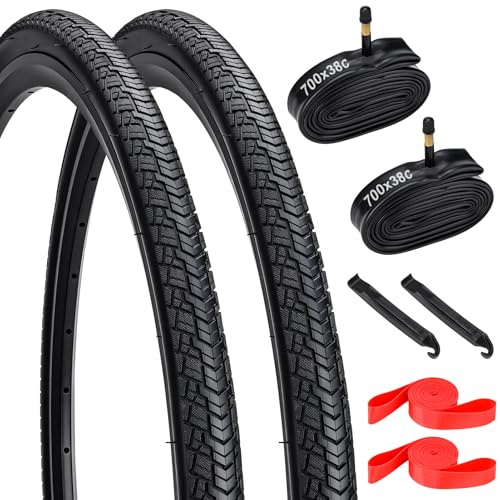 2set Faltbarer 28 Zoll Fahrradreifen 700x38C Mantel 40-622 und 2set 700C Schlauch AV48MM Valve kompatibel 28 Zoll fahrradreifen MTB, 28x1.50 Fahrradreifen Schläuche Fahrradzubehör