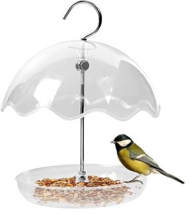 Comederos para Aves Al Aire Libre – Bandeja De Suspensión De Diseño Abierto, Alimentadores Decorativos para Pájaros, Estación Suspendida, Ajuste De Altura Resistente | para Jardín Balcón Patio