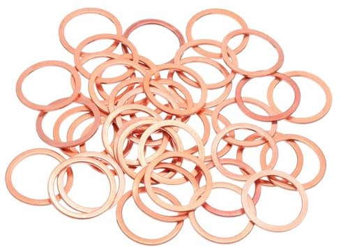 QUARKZMAN 40Pcs Arandelas Planas Cobre M16 16x20x1mm Arandela Plana Métrica | Cobre Mejorada, Anillos Aplastamiento Sellado, Para Tornillos Tuercas Conexiones Hidráulicas Reparación Electrónica