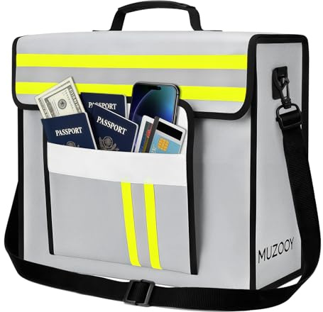 Bolsa de documentos ignífuga e impermeable-6 capas de protección contra incendios 43x30x13cm 4500°F con protección de billetera - Reflectante para encontrar por la noche-protege objetos de valor
