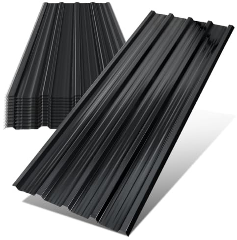 Monucep 12 Stück Trapezblech Profilblech 129×46 cm Anthrazit | Dachblech aus verzinktem Stahl 0,25 mm, wetterfest für Gerätehaus, Schuppen und Dach