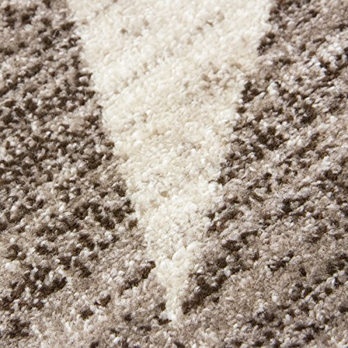 VIMODA Designer Rug with Geometric Drawing, Heathered, Designer Rug for Living Room, with Geometric Drawings, VIMODA Heather, Colour: Beige, Measurement: 120 x 170 cm