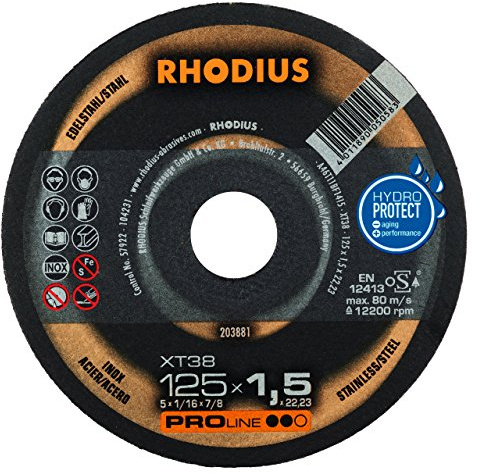 10 Stück RHODIUS XT38 125x1,5x22,23 mm Trennscheiben für Winkelschleifer Flexscheibe