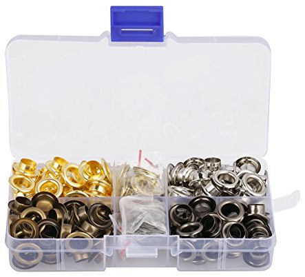 Ösenwerkzeug-Set, 140-teiliges Set, 8 mm Innendurchmesser, Messing-Ösen, Set für Leinwand, Kleidung und Leder, selbsthaftende Unterlegscheibe