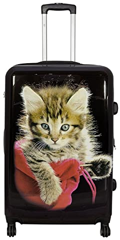 Bowatex Bunter Mittelgroßer Reisetrolley Katze Rollen Trolley Motivkoffer 70 Li
