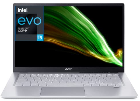 acer Swift 3 SF314-511-53BW Evo Intel Core i5-1135G7 Ordinateur Portable Ultrafin 14 Zoll FHD IPS, PC Portable (RAM 8Go, SSD 512 Go, Intel Iris XE Graphics, Windows 11, Clavier AZERTY, Gris