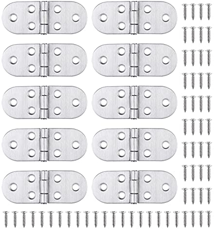 Zocipro 10Stück Edelstahl zwei Blättere Scharniere mit Schrauben, Rostfreies Türscharnier, Silber Hochleistungs leichteres Klavierband, Geeignet für Schränke, Fenster, Türen
