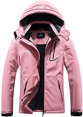 MOERDENG Women's Waterproof Ski Jacket Warm Winter Coat Outdoor Windbreaker Hiking Snowboarding Jacket