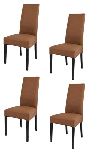t m c s Tommychairs - 4er Set Moderne Stühle Luisa für Küche und Esszimmer, robuste Struktur aus lackiertem Buchenholz Farbe Wengeholz, Gepolstert und mit Kunstleder in der Lederfarbe bezogen