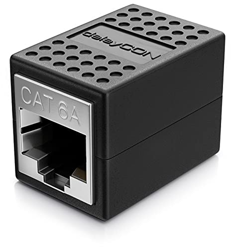 deleyCON RJ45 Coupleur (10 Gbit/s) Extension Câble Réseau Adaptateur Ethernet - Compatible Cat8, Cat7, Cat6, Cat5 - LAN DSL POE 2X RJ45 Femelle - Noir