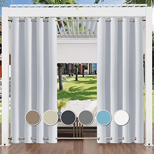 Outdoor Vorhang Wetterfest mit Ösen Oben und Unten (Viele Höhen & Breiten Zur Auswahl ) Wasserdicht Sichtschutz Terrasse Sonnenschutz für Balkon Veranda Pergola Gartenlaube,B90xH200cm (1 Stück) Weiß