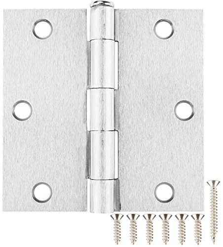 Brushed Nickel Door Hinges 3.5 X 3.5inch Square 12 Pack Interior Door Hinges for Doors 3 1/2 Door Hardware Silver Exterior Satin Nickel Hinges For Bedroom,School,Apartment,Office,House,Hospital,Coop