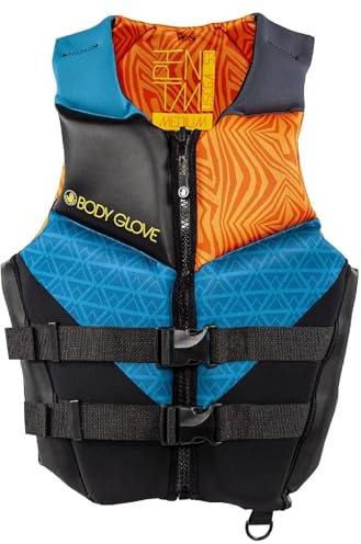 Body Glove Phantom Men's Life Vest, Lightweight Neoprene Life Jacket, USCG and Transport Canada Approved PFD for Boating Fishing Kayaking Rafting Paddling - Orange/Blue - 2XL