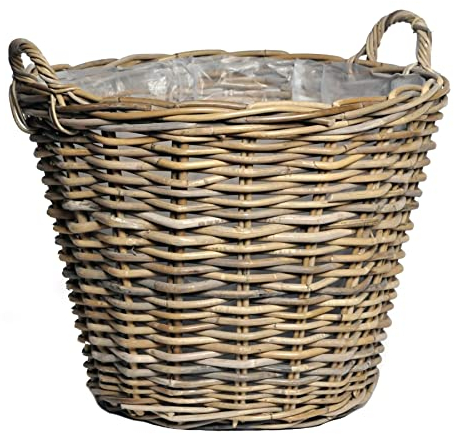 Pflanzkorb Durchmesser ca. 60 cm und 45 cm hoch aus Rattan! robuste Handarbeit Weidenkorb Pflanzgefäß Blumentopf Natur Deko Feuerholzkorb Weihnachtsbaumständer