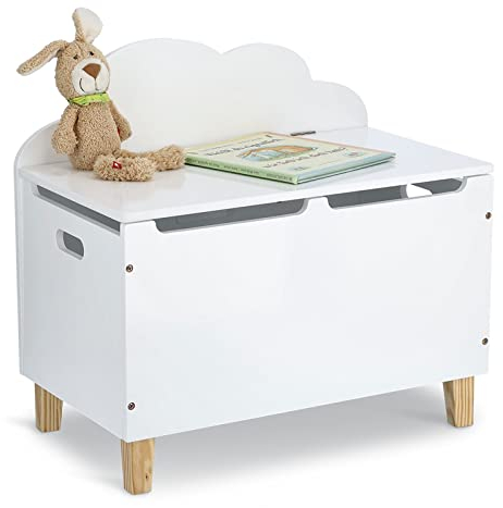 Zeller 13509 Kinder-Truhe Wolke mit Deckel, MDF/Kiefer, weiß, ca. 60 x 34,5 x 56 cm
