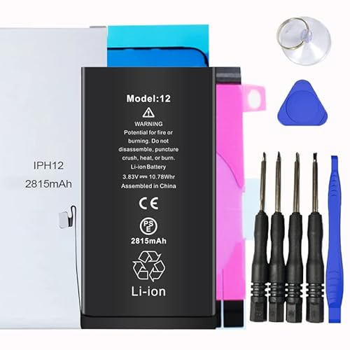 Remplacement de Batterie pour iphone. Le kit de Batterie pour iPhone Comprend Un Autocollant étanche, des Autocollants de Batterie, des Outils magnétiques. (iPhone 12)