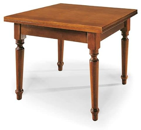 Mar.c.a. Design - Ausziehbarer Tisch für Esszimmer oder Küche, aus Pappelholz mit gedrehten Beinen, klassischer Stil, Arte Povera, hergestellt in Italien