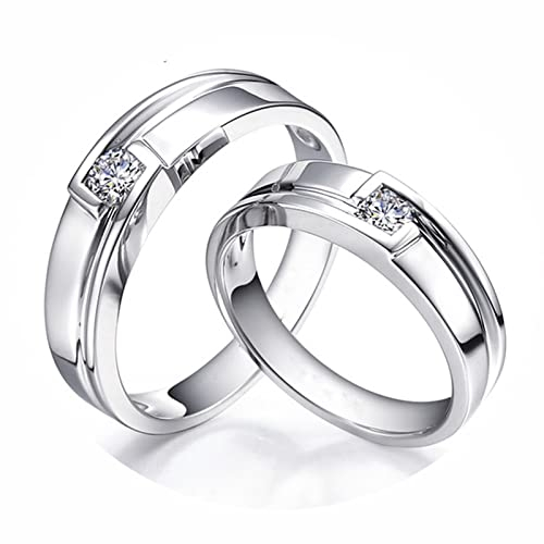 AMDXD 950 Platin Ringe Diamant 0.25ct, 2er Diamantring Klassiker Design Verlobungsring Eheringe Solitärring, Damen 52 & Herren 58, Echt