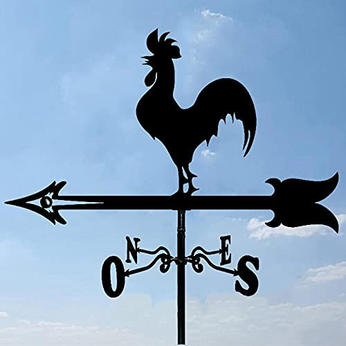 Girouette à Cadre Rétro Girouette en Acier Inoxydable avec Support de Montage Girouette Girouette Outil de Mesure Professionnel - Ornements de Conception de Figurines de Coq (Cock4)