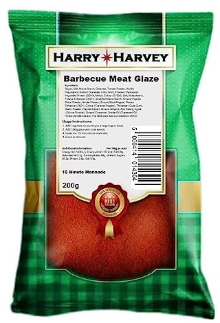 Harry Harvey BBQ Meat Glaze 200g | Barbecue Marinade Rub for Chicken, Beef, Lamb, Pork & Fish | Smoky BBQ Glaze & Rub with Sweet & Spicy Flavour | Perfect Takeaway & Grilling at Home
