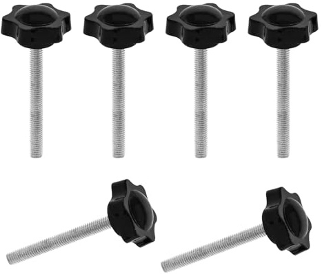 JJWNMLL 6 stücke M8*90mm Sechsecker Kunststoff Kopf Sternschraube Schwarz | Sterngriffschraube,Gewinde Ersetzen Stern Hand,Handanfangschraube,mechanische Verriegelungsschraube