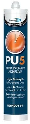 Bond It PU5 5 Minute Rapid Polyurethane Multi Purpose Wood Adhesive Glue Translucent 300 ml Liquid polyurethane