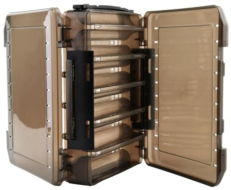 OriGlam Doppelseitige Angelköderbox mit Handgriff, 10 Fächer, Aufbewahrungsbox für Angelköder, Zubehörkoffer (20 x 17 x 4,5 cm)